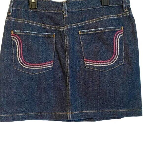 Tommy‎ Hilfiger Distressed Dark Wash Jean Skirt Size 10 - Picture 4 of 7